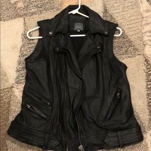 New black leather vest - Gray@Saks Fifth Avenue